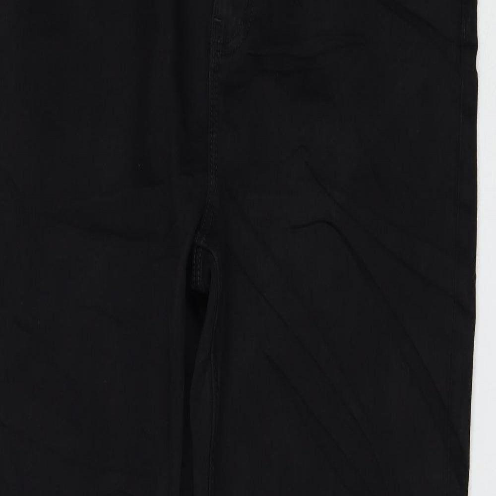 Marks and Spencer Womens Black Cotton Straight Jeans Size 16 L28 in Regular Zip