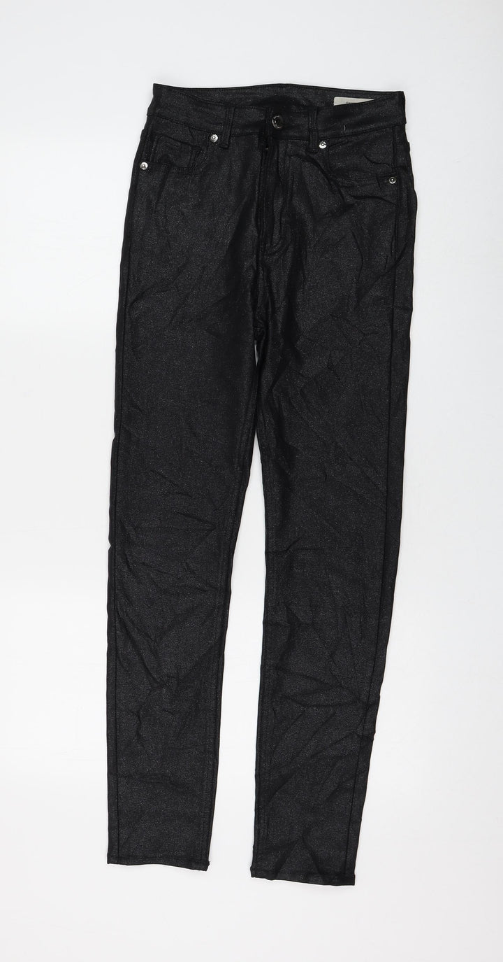 Marks and Spencer Womens Black Viscose Skinny Jeans Size 10 L28 in Regular Zip