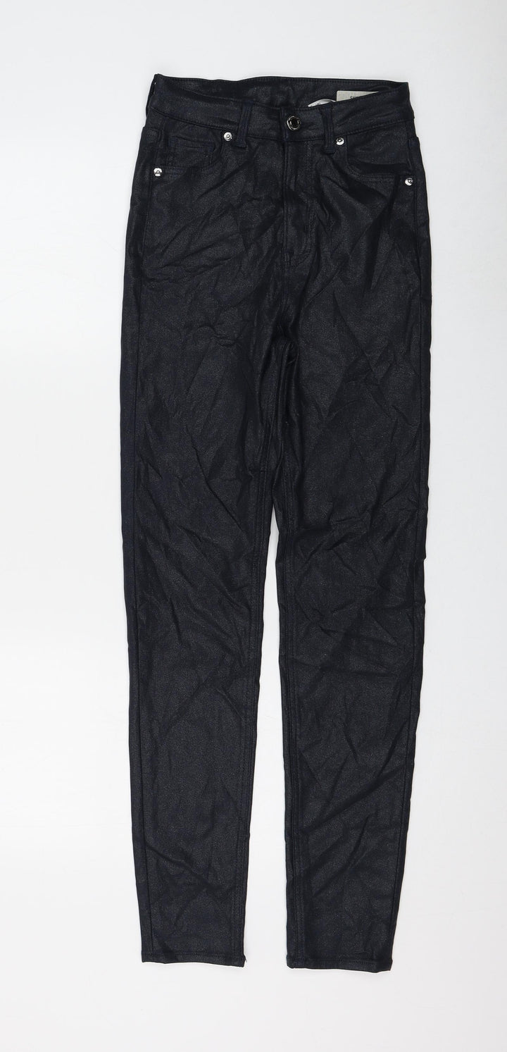 Marks and Spencer Womens Black Viscose Skinny Jeans Size 8 L28 in Regular Zip