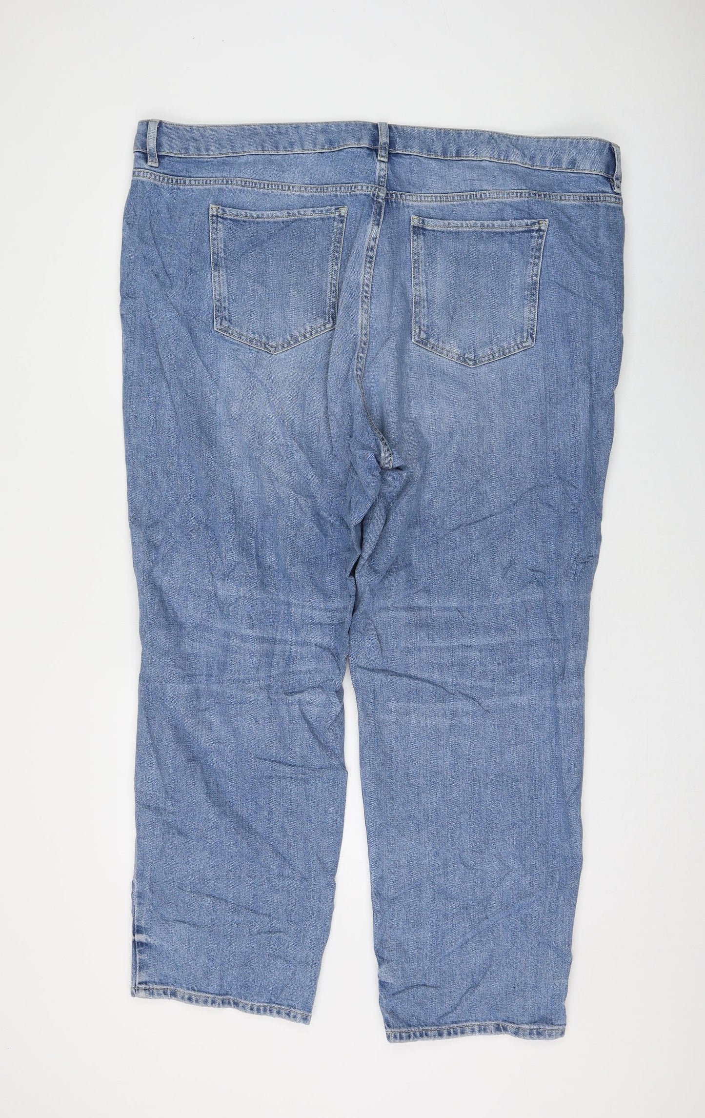 Marks and Spencer Womens Blue Cotton Straight Jeans Size 24 L28 in Regular Zip