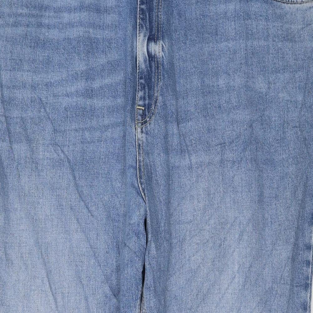 Marks and Spencer Womens Blue Cotton Straight Jeans Size 24 L28 in Regular Zip