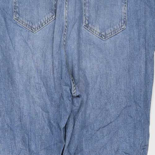 Marks and Spencer Womens Blue Cotton Straight Jeans Size 24 L28 in Regular Zip