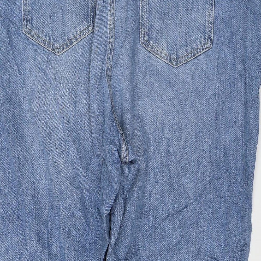 Marks and Spencer Womens Blue Cotton Straight Jeans Size 24 L28 in Regular Zip