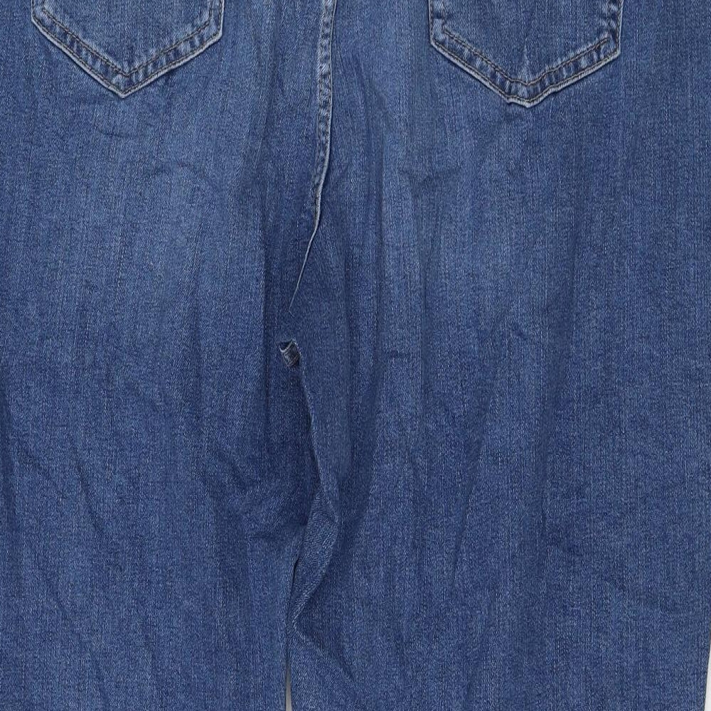 Marks and Spencer Womens Blue Cotton Mom Jeans Size 22 L26 in Regular Zip