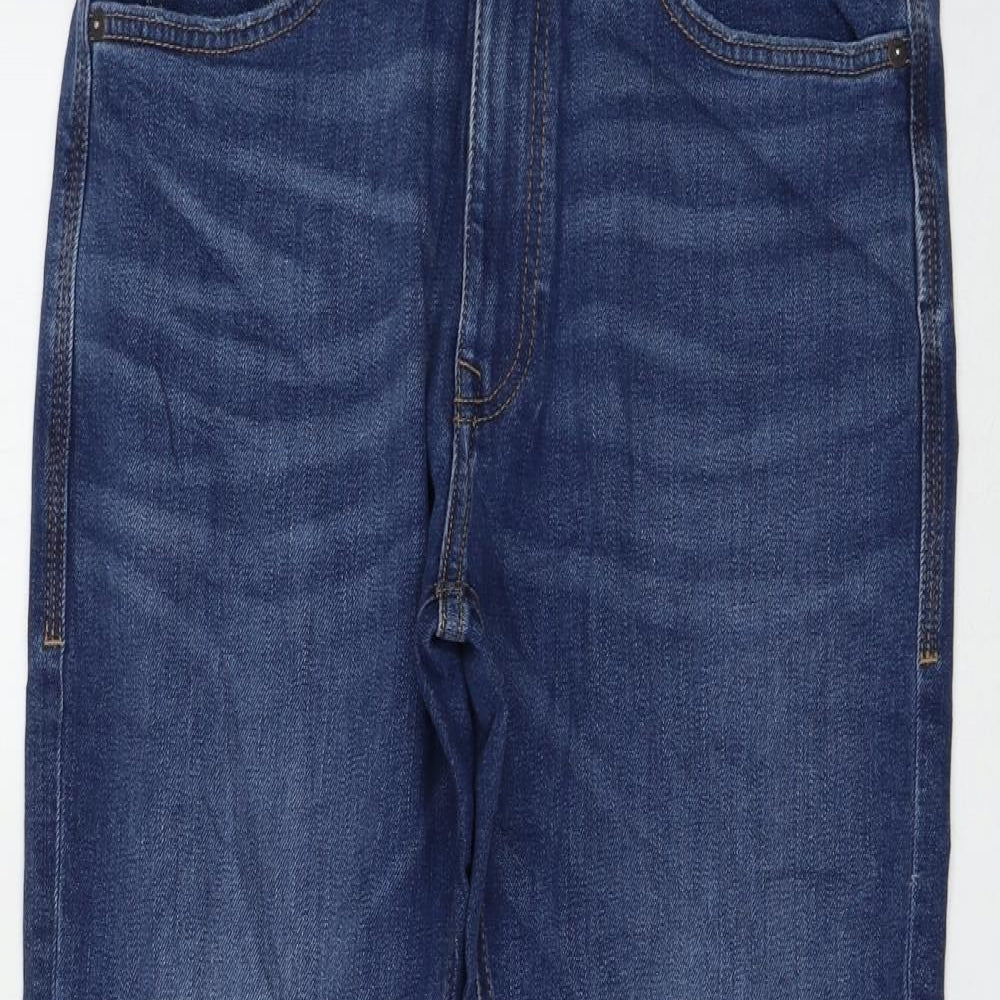 Marks and Spencer Womens Blue Cotton Straight Jeans Size 32 in L29 in Regular Zip