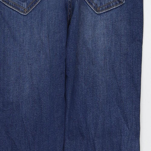 Marks and Spencer Womens Blue Cotton Straight Jeans Size 32 in L29 in Regular Zip