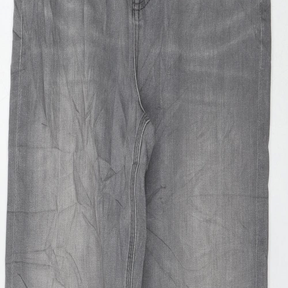 Marks and Spencer Womens Grey Cotton Straight Jeans Size 10 L31 in Regular Zip