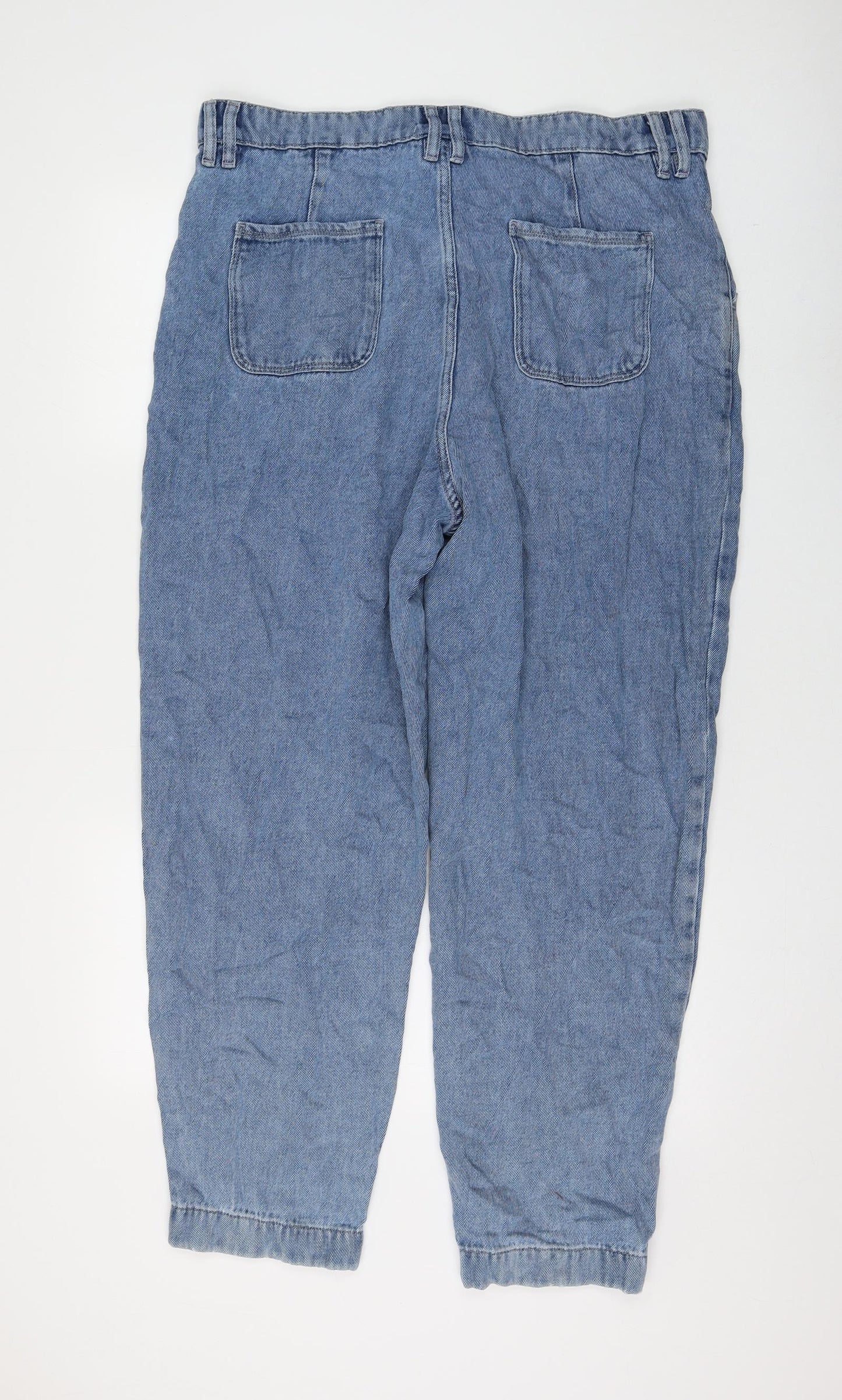 Marks and Spencer Womens Blue Lyocell Tapered Jeans Size 18 L28 in Regular Zip