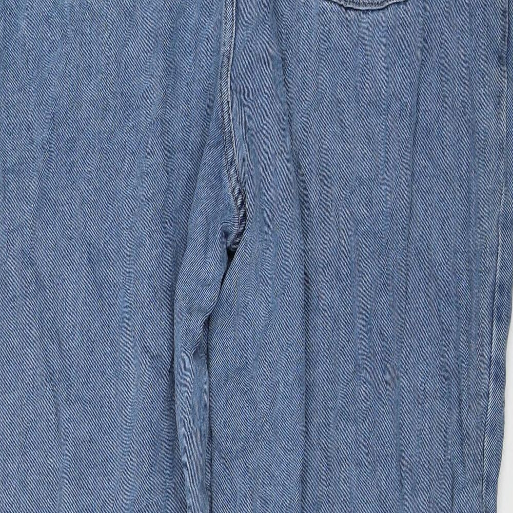 Marks and Spencer Womens Blue Lyocell Tapered Jeans Size 18 L28 in Regular Zip