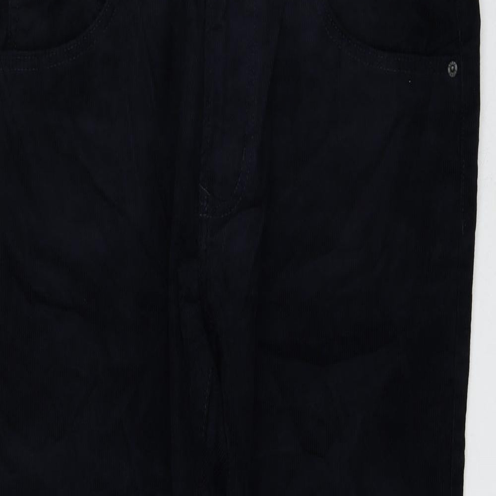 Marks and Spencer Mens Blue Cotton Trousers Size 36 in L29 in Regular Zip