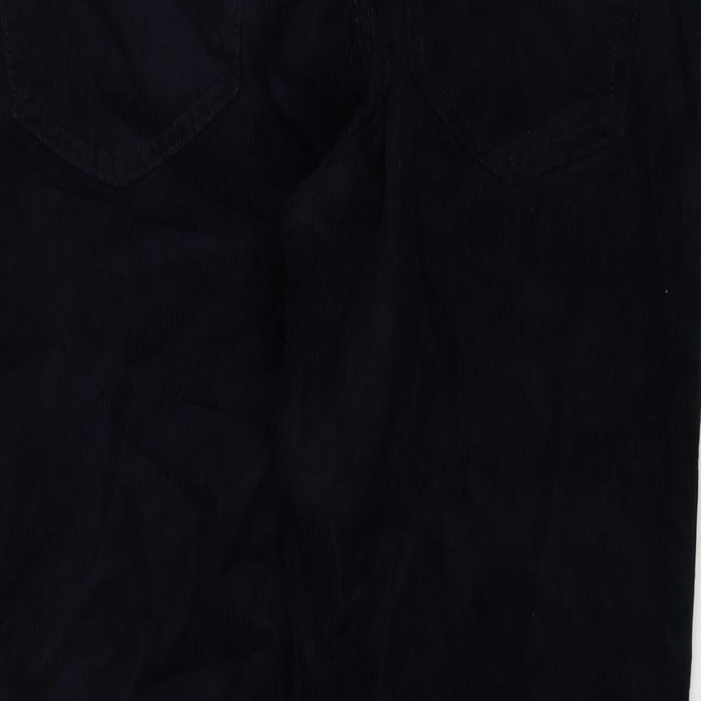 Marks and Spencer Mens Blue Cotton Trousers Size 36 in L29 in Regular Zip