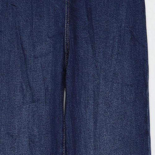 Marks and Spencer Womens Blue Cotton Straight Jeans Size 6 L28 in Regular Zip - Balloon Leg