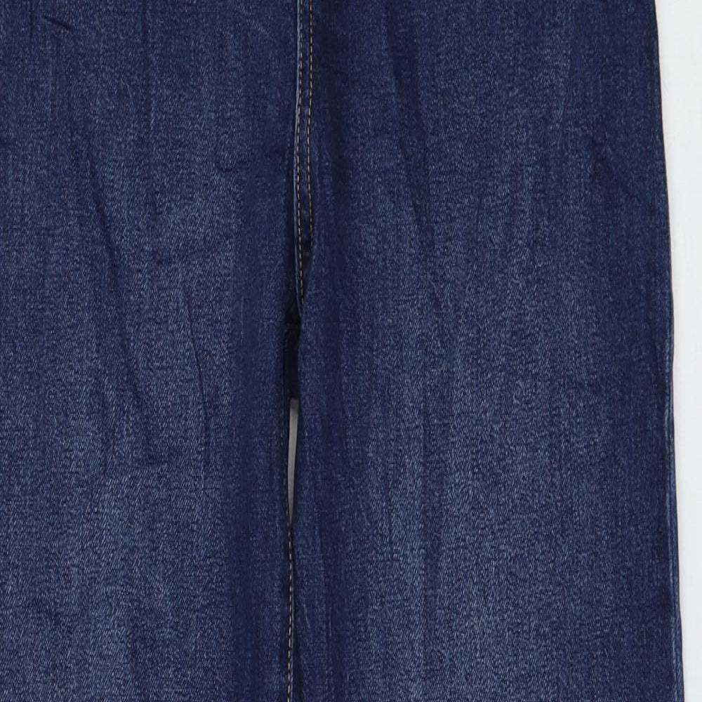 Marks and Spencer Womens Blue Cotton Straight Jeans Size 6 L28 in Regular Zip - Balloon Leg