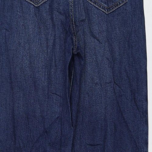 Marks and Spencer Womens Blue Cotton Straight Jeans Size 6 L28 in Regular Zip - Balloon Leg