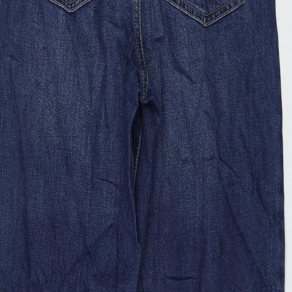 Marks and Spencer Womens Blue Cotton Straight Jeans Size 6 L28 in Regular Zip - Balloon Leg
