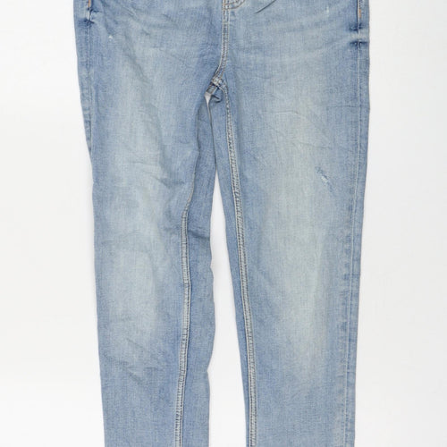 Marks and Spencer Womens Blue Cotton Skinny Jeans Size 8 L26 in Regular Zip