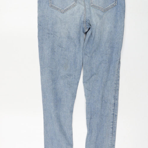 Marks and Spencer Womens Blue Cotton Skinny Jeans Size 8 L26 in Regular Zip