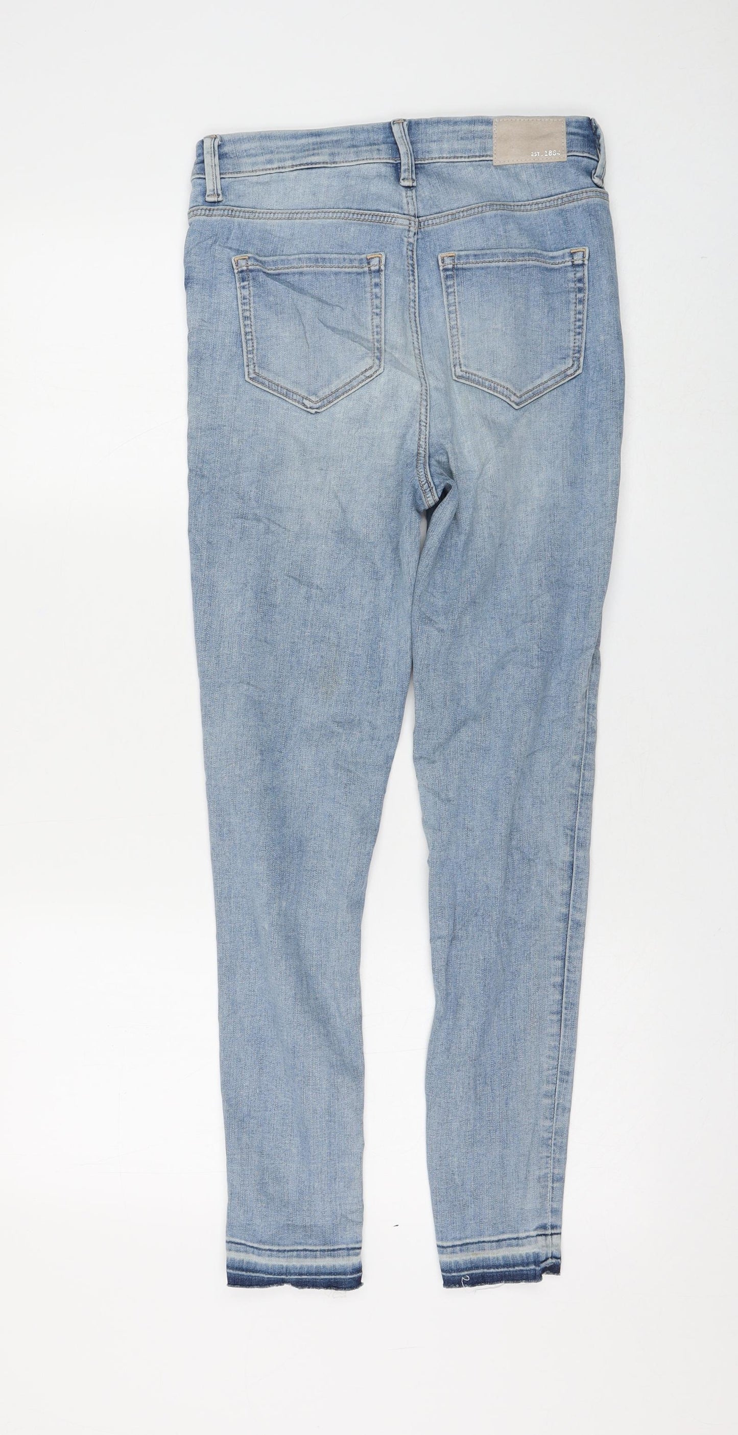 Marks and Spencer Womens Blue Cotton Skinny Jeans Size 8 L26 in Regular Zip
