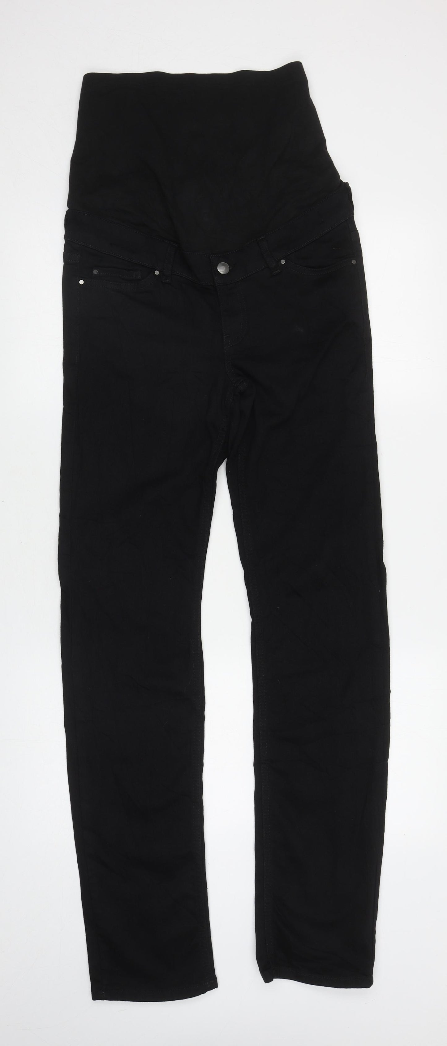 Marks and Spencer Womens Black Cotton Straight Jeans Size 10 L33 in Regular Zip