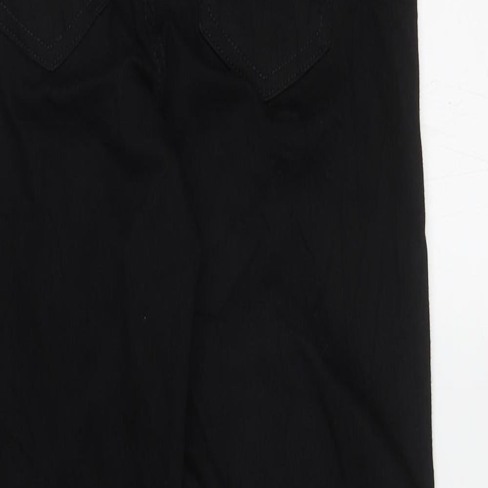 Marks and Spencer Womens Black Cotton Straight Jeans Size 10 L33 in Regular Zip