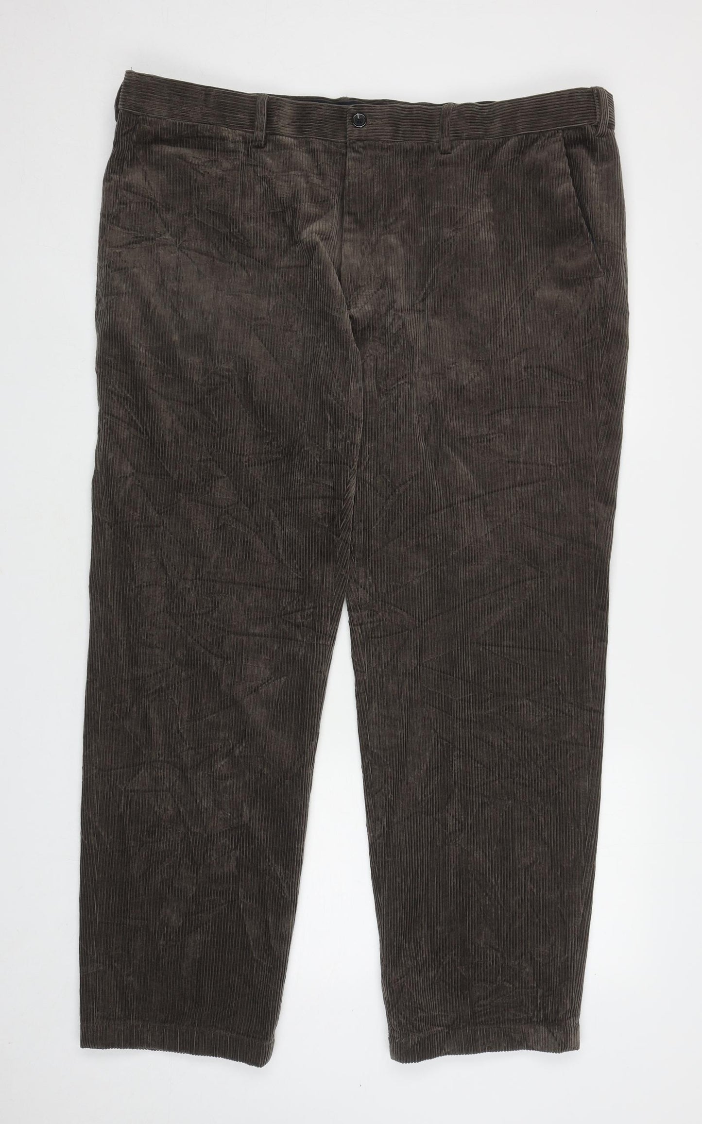 Marks and Spencer Mens Brown Cotton Trousers Size 44 in L30 in Regular Zip