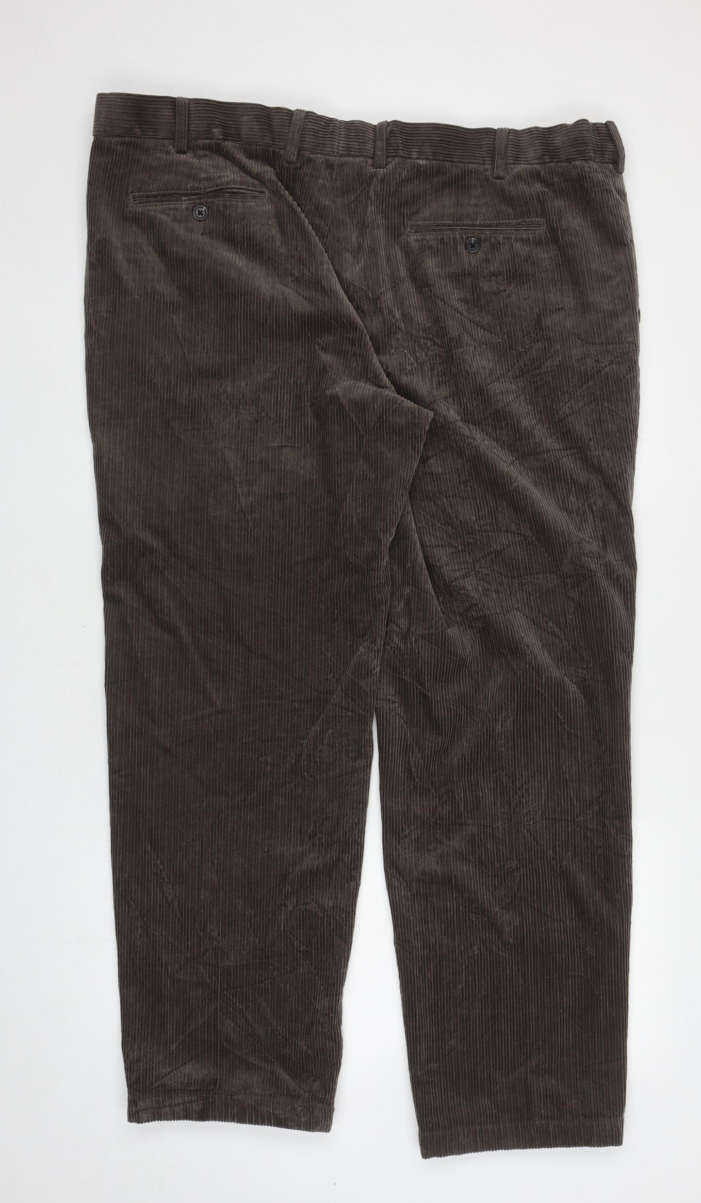 Marks and Spencer Mens Brown Cotton Trousers Size 44 in L30 in Regular Zip