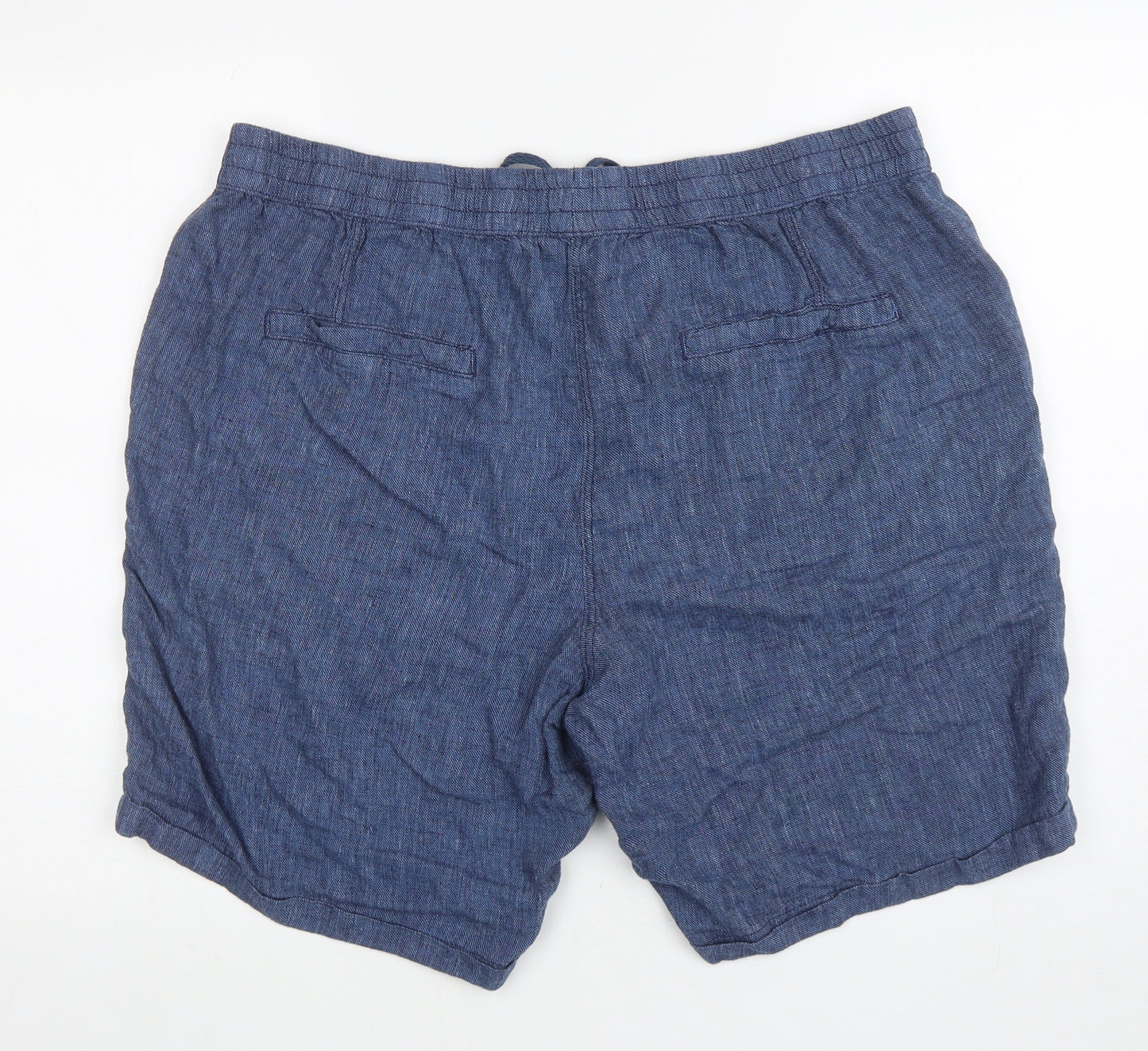 Nutmeg Womens Blue Linen Bermuda Shorts Size 22 L9 in Regular Drawstring