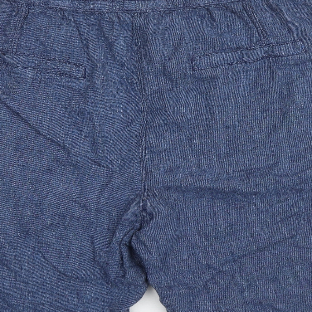 Nutmeg Womens Blue Linen Bermuda Shorts Size 22 L9 in Regular Drawstring