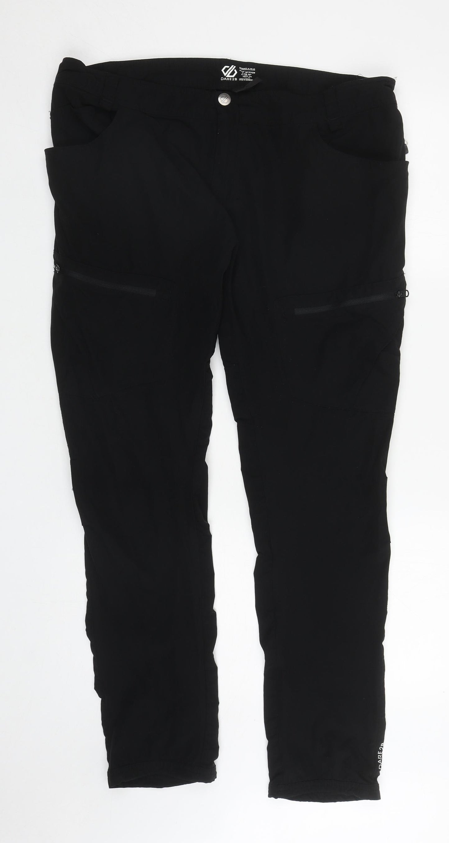 DARE2B Mens Black Polyamide Cargo Trousers Size 38 in L31 in Regular Zip