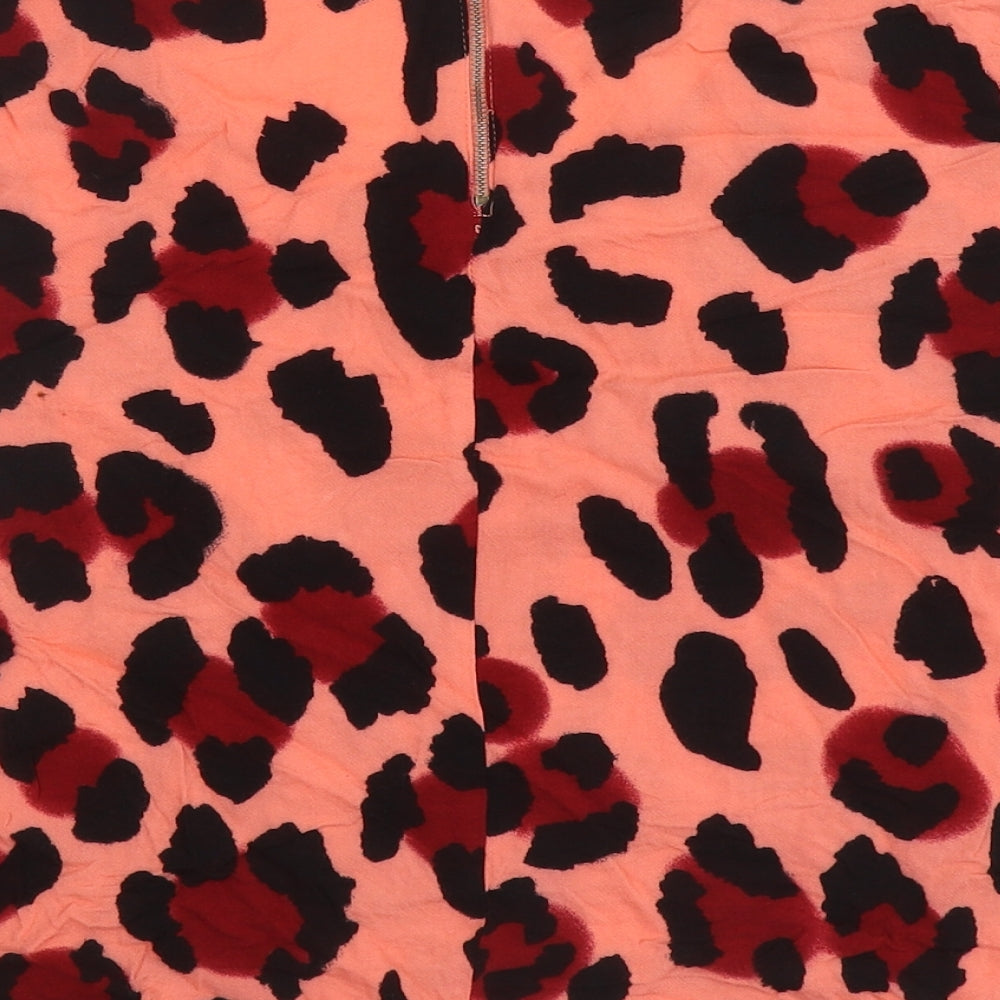 George Womens Pink Animal Print Viscose Basic T-Shirt Size 12 Scoop Neck - Leopard Print