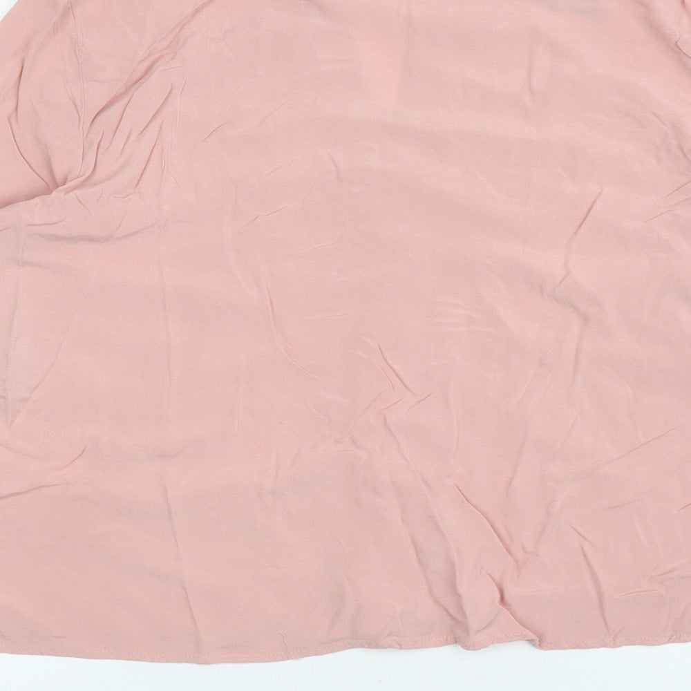 Divided Womens Pink Viscose Basic Button-Up Size 12 Collared