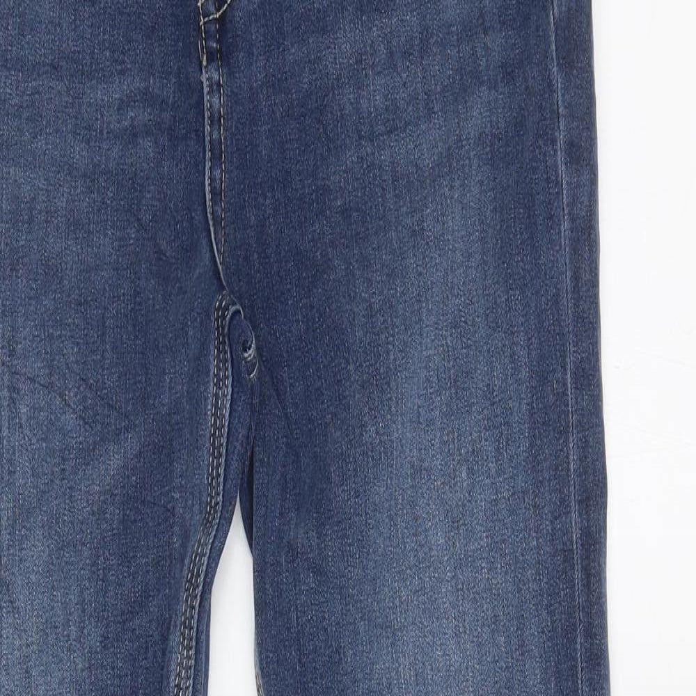 Marks and Spencer Womens Blue Cotton Flared Jeans Size 12 L29 in Slim Zip