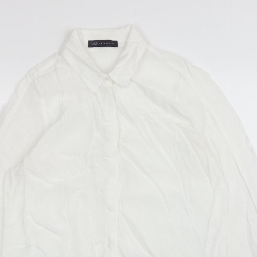 Marks and Spencer Womens White Viscose Basic Button-Up Size 12 Collared