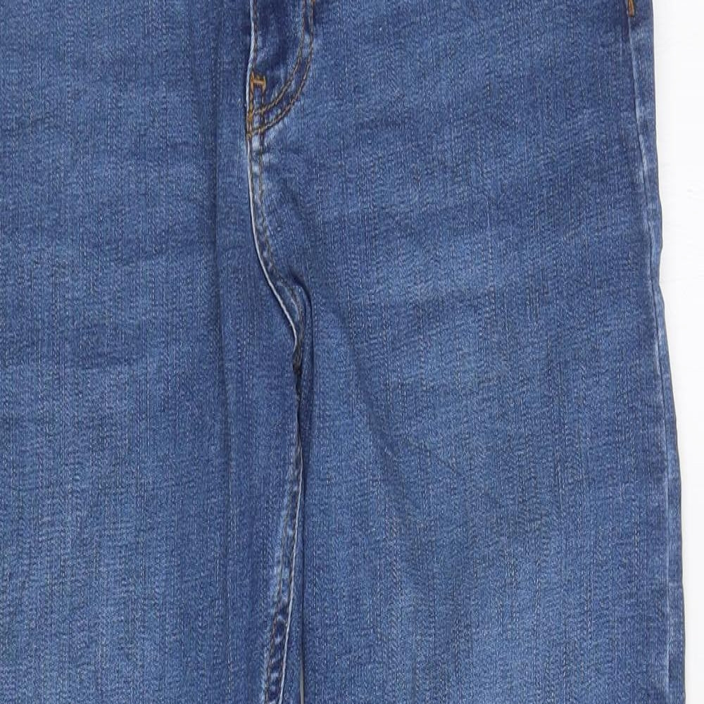 Per Una Womens Blue Cotton Straight Jeans Size 12 L27 in Regular Zip