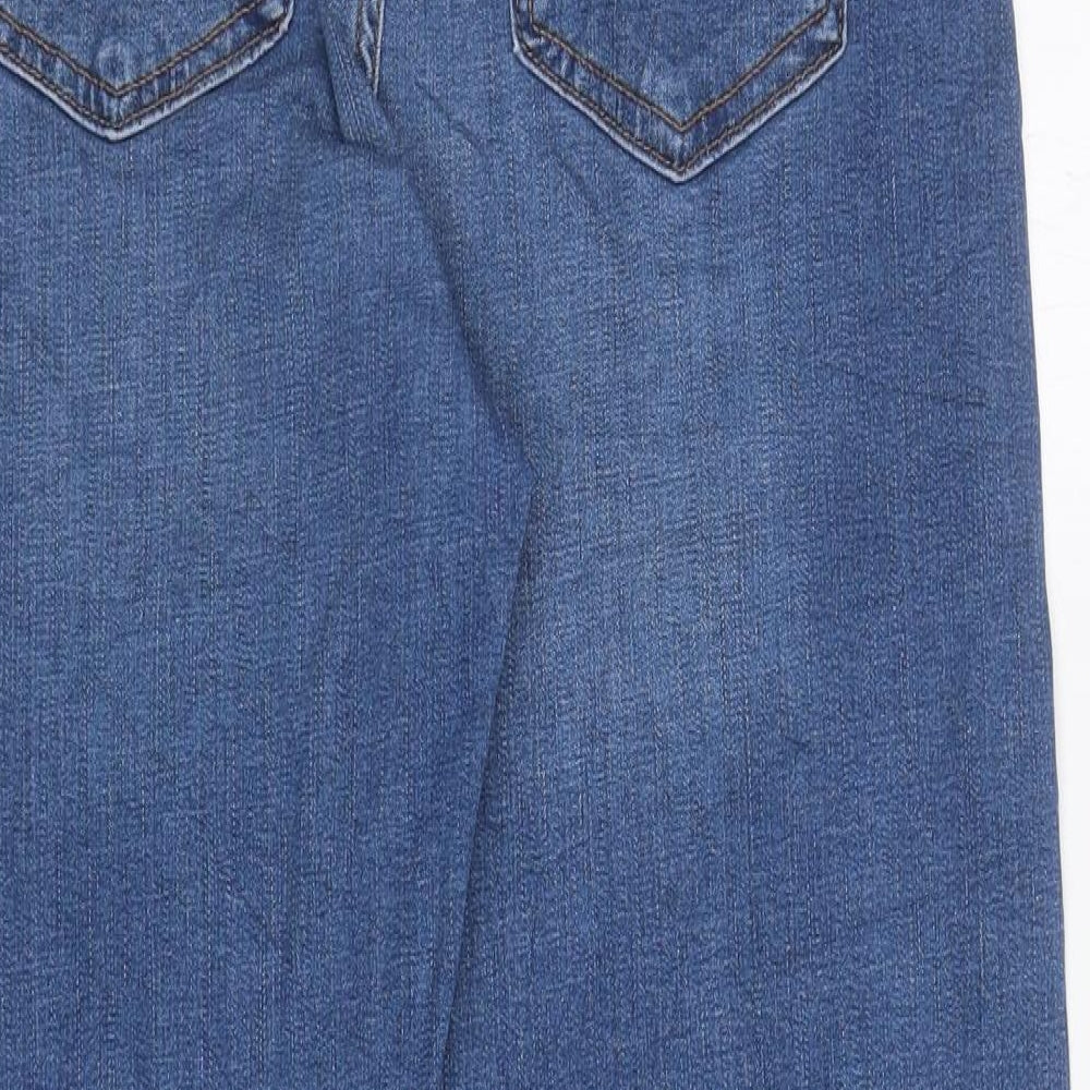 Per Una Womens Blue Cotton Straight Jeans Size 12 L27 in Regular Zip
