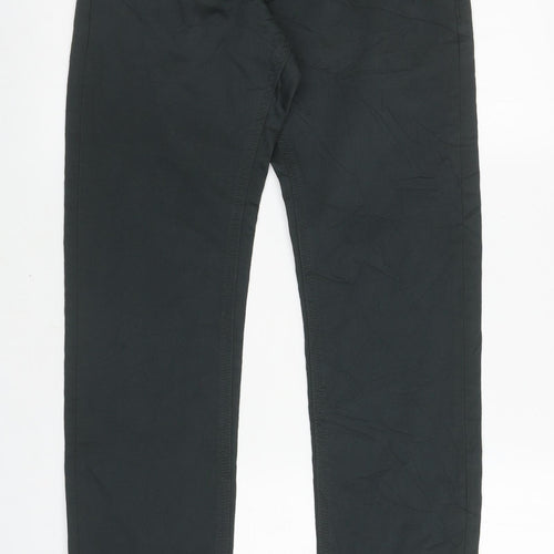 Marks and Spencer Mens Green Cotton Straight Jeans Size 28 in L31 in Slim Zip