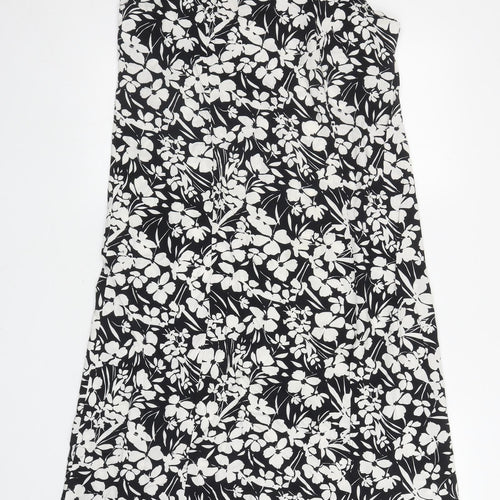 Primark Womens Black Floral A-Line Size 10 V-Neck Pullover