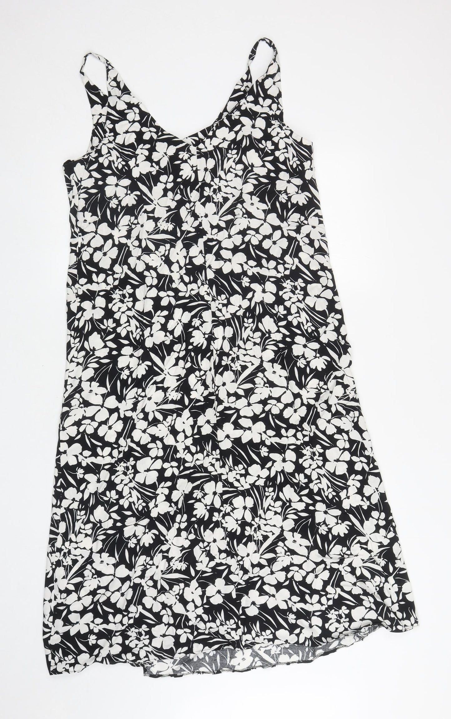 Primark Womens Black Floral A-Line Size 10 V-Neck Pullover