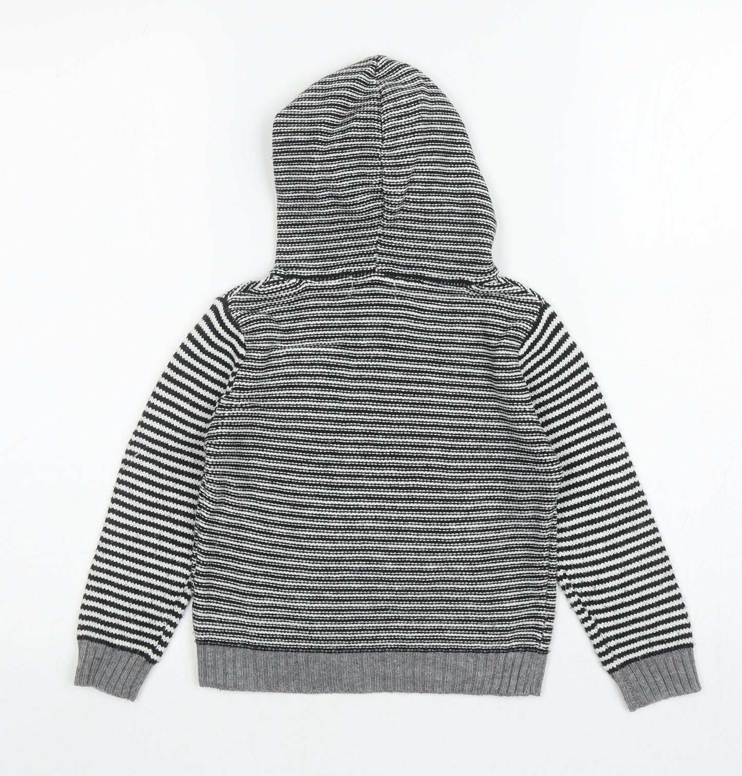 M&Co Boys Black Round Neck Striped Acrylic Pullover Jumper Size 3-4 Years Pullover