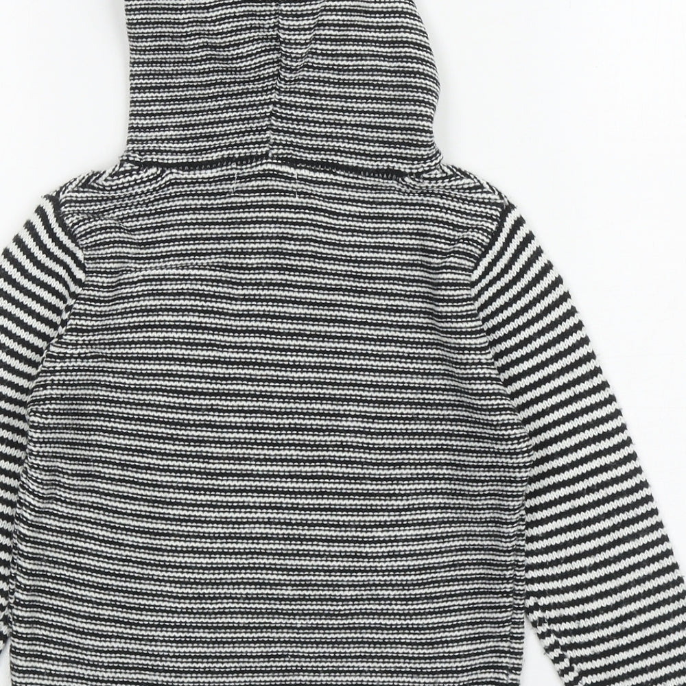 M&Co Boys Black Round Neck Striped Acrylic Pullover Jumper Size 3-4 Years Pullover