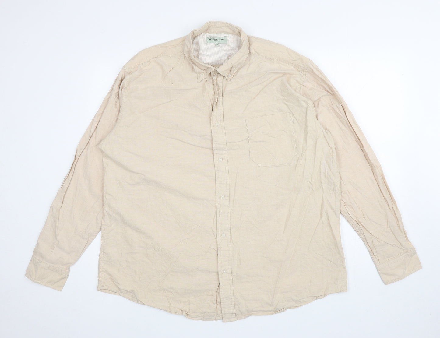 Greenwoods Womens Beige Cotton Basic Button-Up Size XL Collared