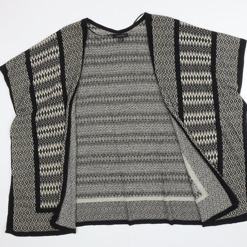 Atmosphere Womens Black V-Neck Geometric Cotton Cape Jumper Size 14