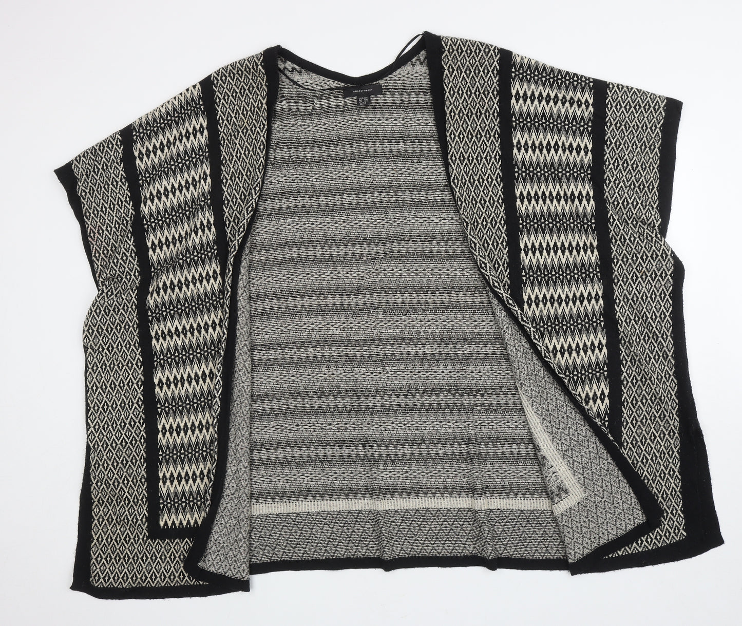Atmosphere Womens Black V-Neck Geometric Cotton Cape Jumper Size 14