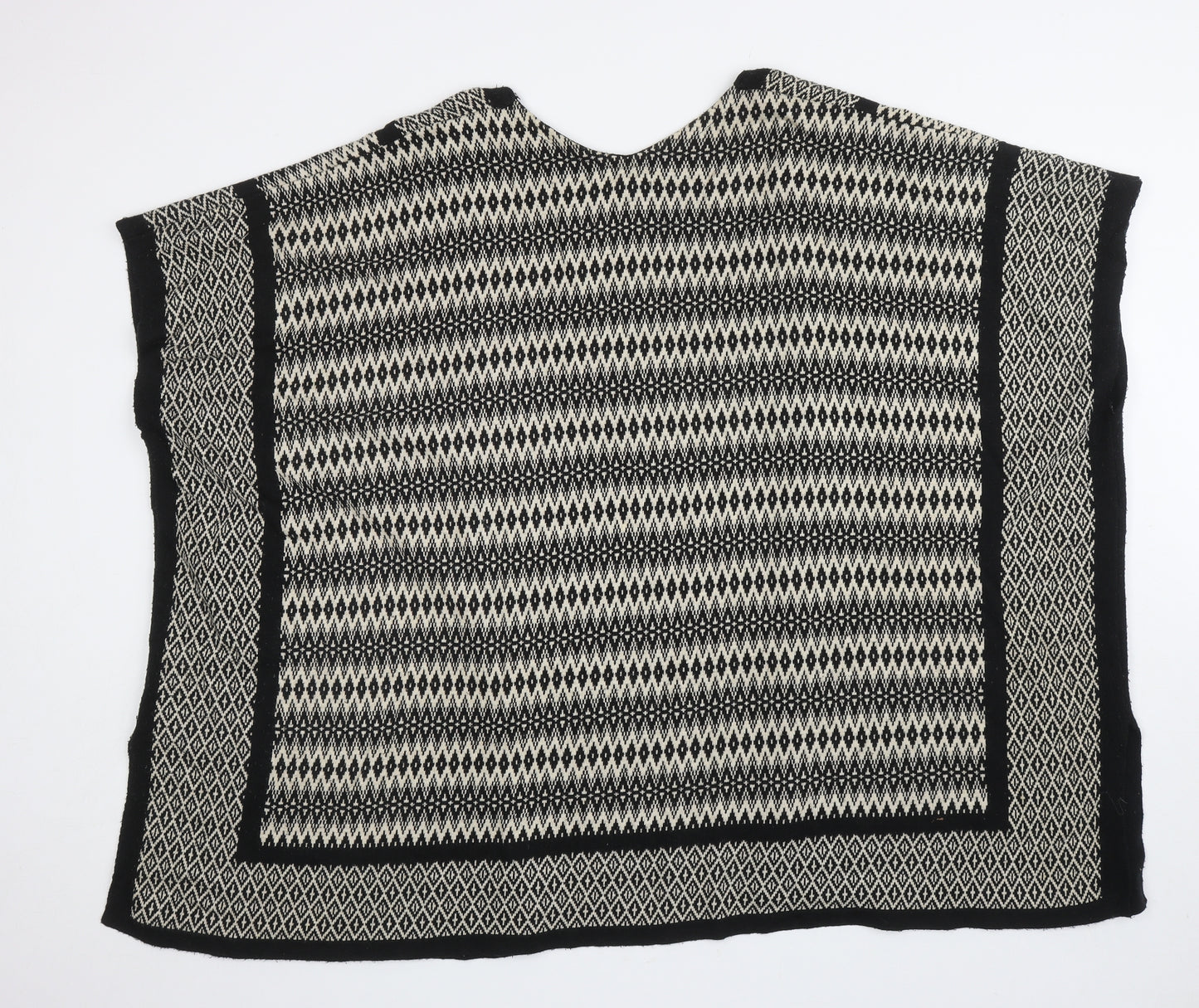 Atmosphere Womens Black V-Neck Geometric Cotton Cape Jumper Size 14