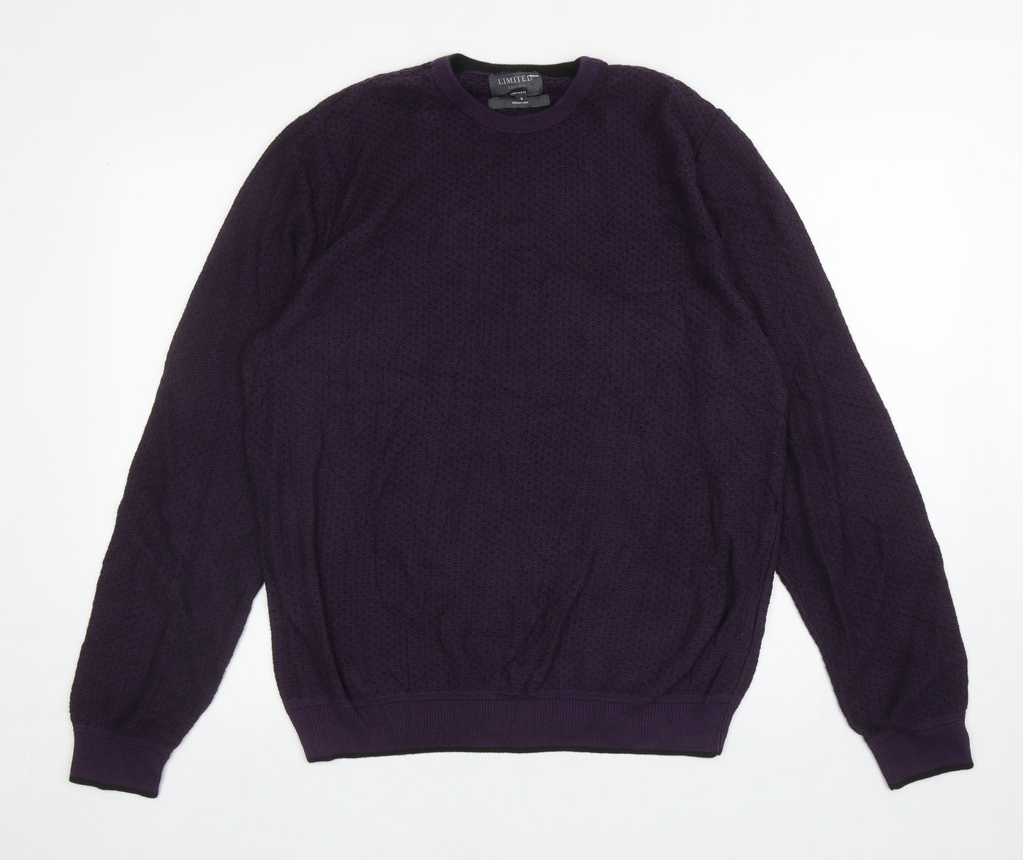 Marks and Spencer Mens Purple Round Neck Cotton Pullover Jumper Size M
