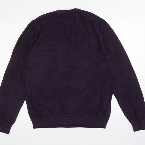 Marks and Spencer Mens Purple Round Neck Cotton Pullover Jumper Size M