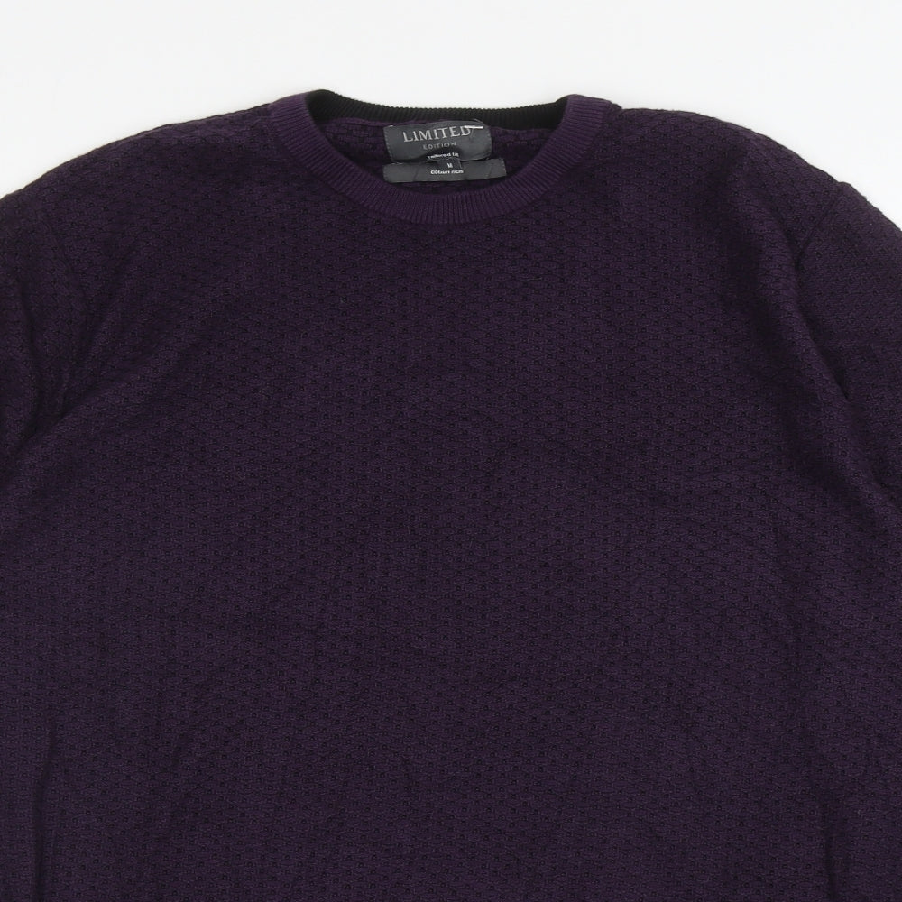 Marks and Spencer Mens Purple Round Neck Cotton Pullover Jumper Size M