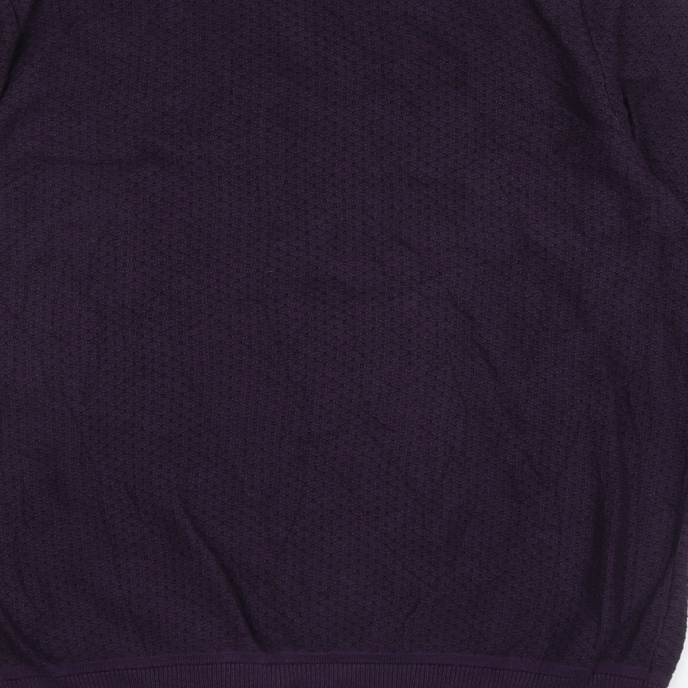 Marks and Spencer Mens Purple Round Neck Cotton Pullover Jumper Size M
