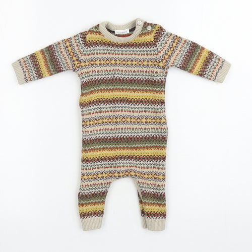 NEXT Baby Multicoloured Fair Isle Cotton Trousers One-Piece Size 3-6 Months Snap