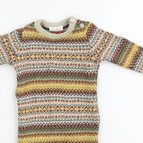 NEXT Baby Multicoloured Fair Isle Cotton Trousers One-Piece Size 3-6 Months Snap